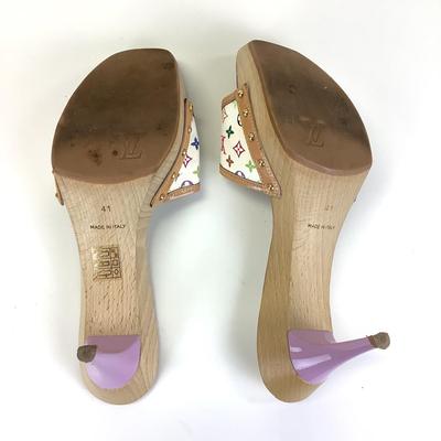 100 LOUIS VUITTON Takashi Murakami Leather Monogram Mules Size 41