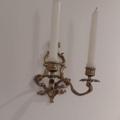 Pair of Brass Candle Wall Sconces
