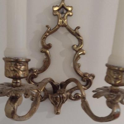Pair of Brass Candle Wall Sconces