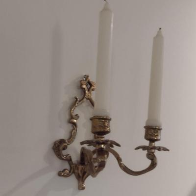 Pair of Brass Candle Wall Sconces