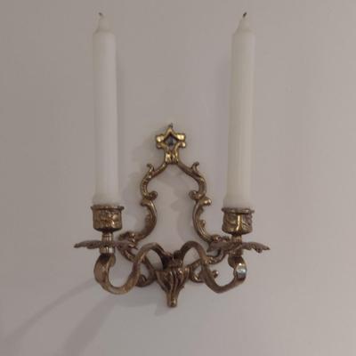 Pair of Brass Candle Wall Sconces