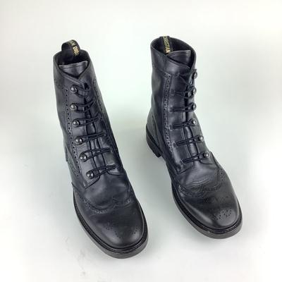 106 DIOR Black Leather Diorunit Combat Boots Size 41