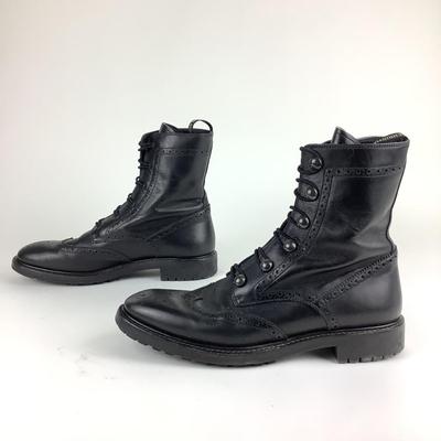 106 DIOR Black Leather Diorunit Combat Boots Size 41