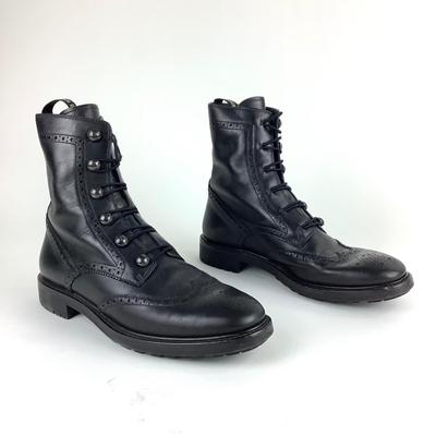 106 DIOR Black Leather Diorunit Combat Boots Size 41