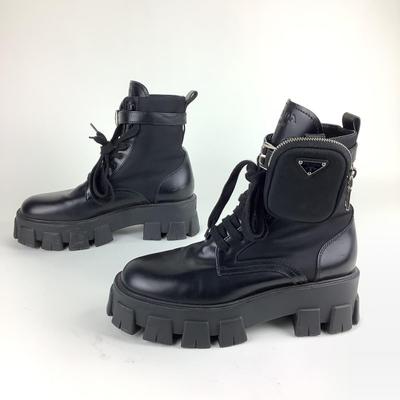 107 PRADA Monolith Leather & Re-Nylon Boots with Ankle Pouches