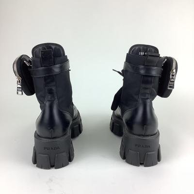 107 PRADA Monolith Leather & Re-Nylon Boots with Ankle Pouches