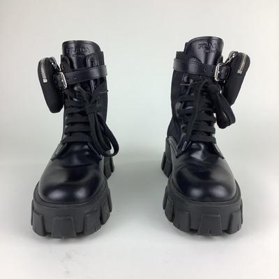 107 PRADA Monolith Leather & Re-Nylon Boots with Ankle Pouches