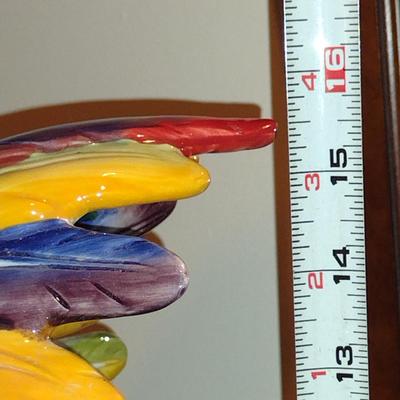 Colorful Ceramic Rooster- J. Willfred- Approx 15 1/2" Tall, 9" Wide
