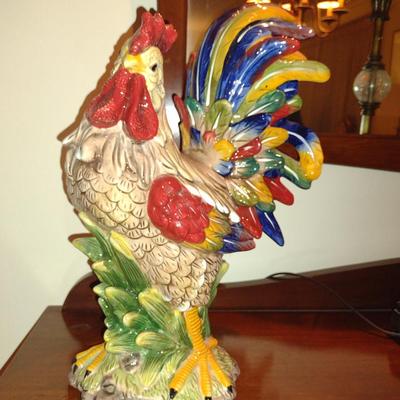 Colorful Ceramic Rooster- J. Willfred- Approx 15 1/2" Tall, 9" Wide