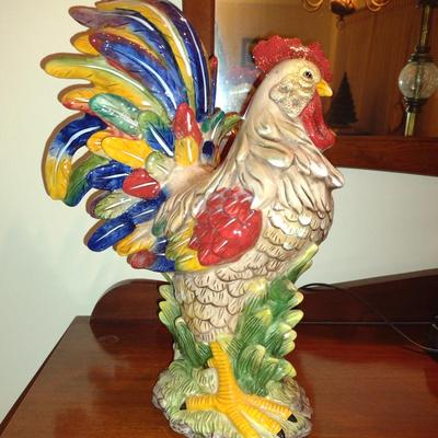 Colorful Ceramic Rooster- J. Willfred- Approx 15 1/2" Tall, 9" Wide