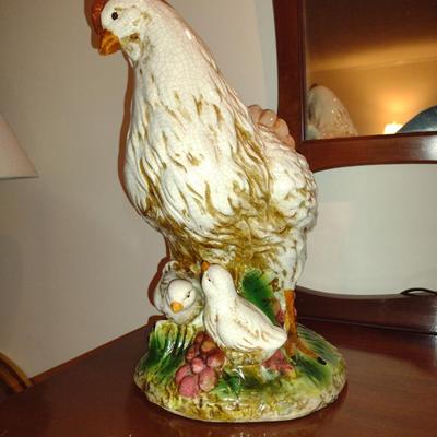 Ceramic Hen with Chicks Statue- Mark Roberts Collection- Approx 14 1/2" Tall, 11" Wide