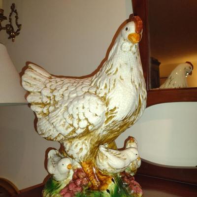Ceramic Hen with Chicks Statue- Mark Roberts Collection- Approx 14 1/2" Tall, 11" Wide