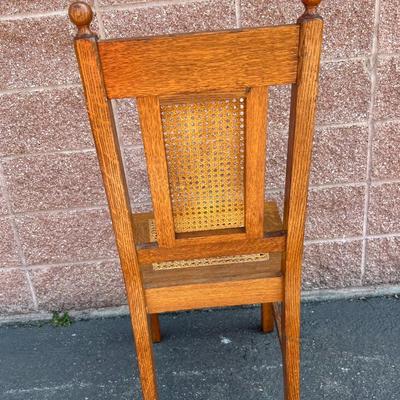 Early Century Inlaid Mission Style Caned Chair