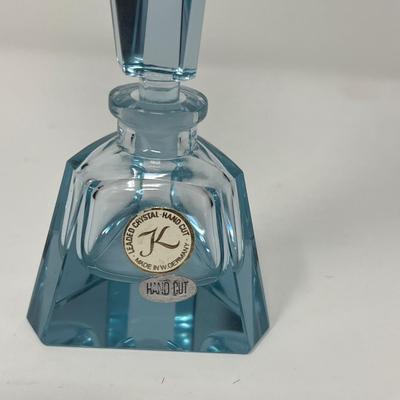 Cut Blue Crystal K West Germany Perfume Bottle