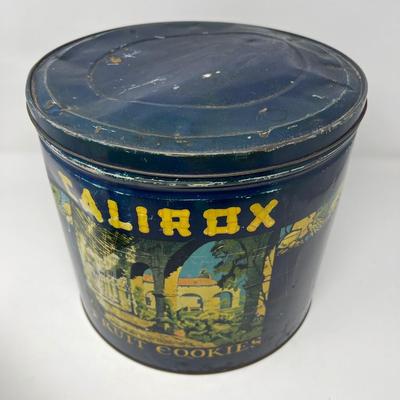 Vintage Calirox 9.5” Tall Lidded Tin