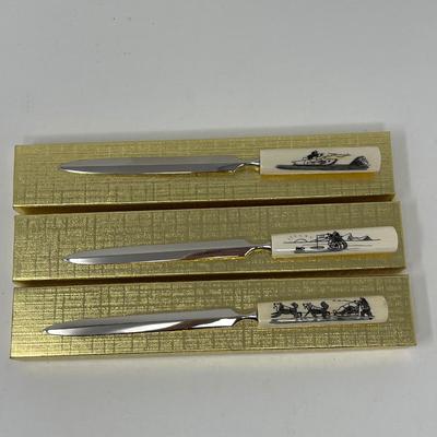 Trio of Vintage Letter Openers Bone Handle