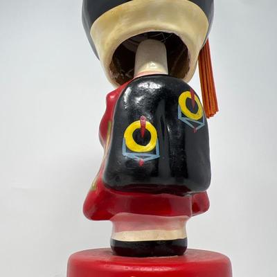 Vintage Japanese Girl Bobblehead & Shimekazan Wall Hanging