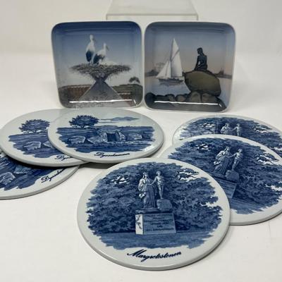 Blue and White Bing & Grondahl Trinket Trays and Trivets
