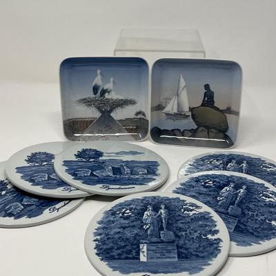 Blue and White Bing & Grondahl Trinket Trays and Trivets