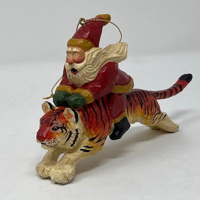 Susan Smith Santa Riding Tiger Ornament 1995