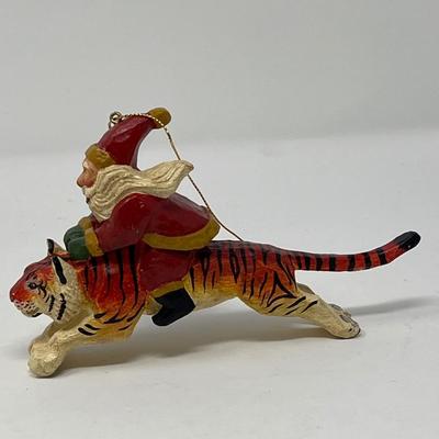 Susan Smith Santa Riding Tiger Ornament 1995