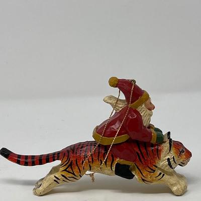Susan Smith Santa Riding Tiger Ornament 1995