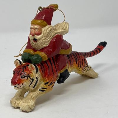 Susan Smith Santa Riding Tiger Ornament 1995
