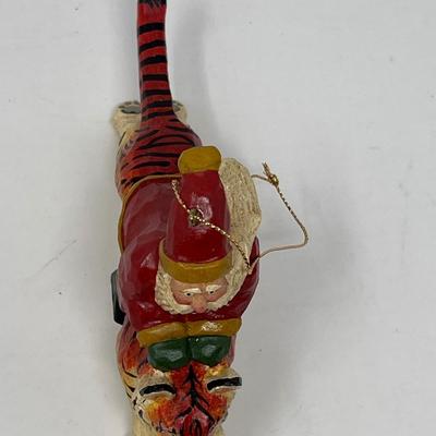 Susan Smith Santa Riding Tiger Ornament 1995