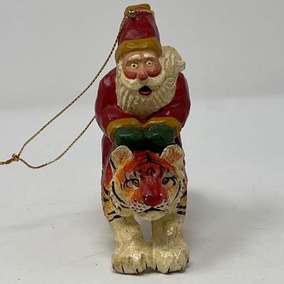 Susan Smith Santa Riding Tiger Ornament 1995