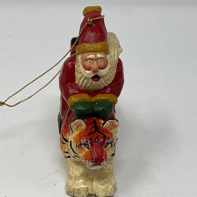 Susan Smith Santa Riding Tiger Ornament 1995