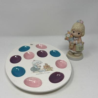 Precious Moments Deviled Egg Plate & Spa Day Figure