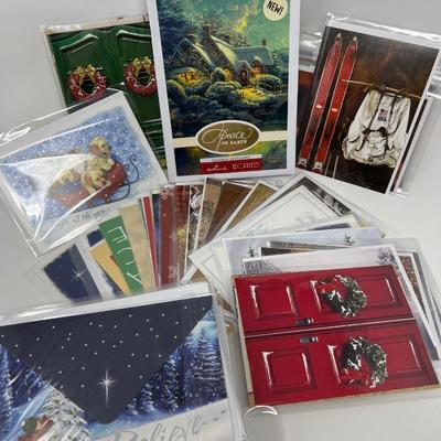 122 Christmas Greeting Cards & Box Of Thomas Kinkade Hallmark Cards