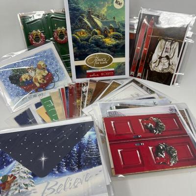122 Christmas Greeting Cards & Box Of Thomas Kinkade Hallmark Cards