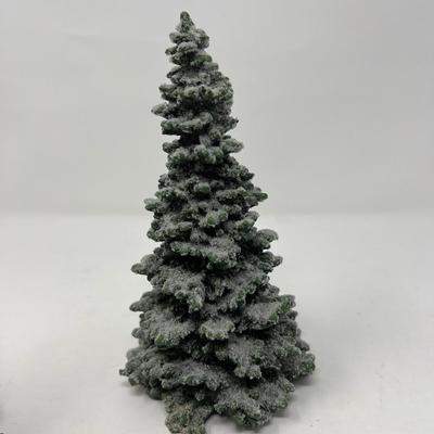 Three Resin Snow Dusted Village Spruce Trees