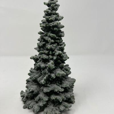Three Resin Snow Dusted Village Spruce Trees
