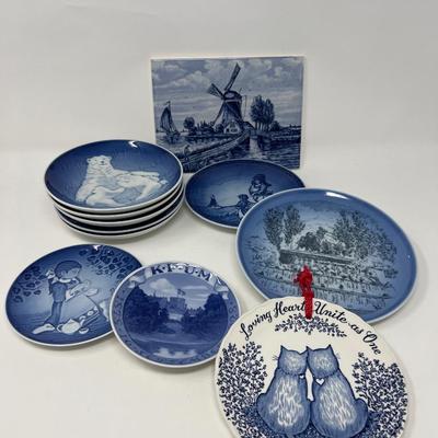 Blue Porcelain Collector Plates - Delft, Royal Copenhagen, B&G