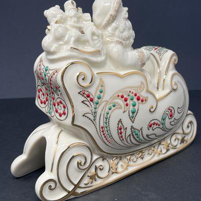 Lenox "Dash Away All" Santa in Sleigh Porcelain Sculpture