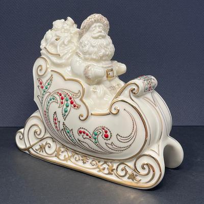 Lenox "Dash Away All" Santa in Sleigh Porcelain Sculpture