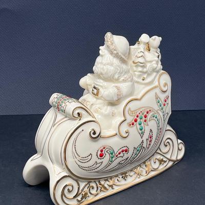 Lenox "Dash Away All" Santa in Sleigh Porcelain Sculpture