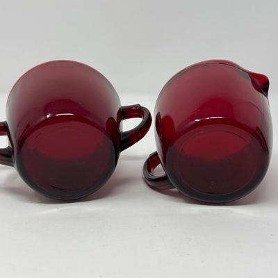 Ruby Red Juice Glass, Tulip Dish & Sugar/Creamer