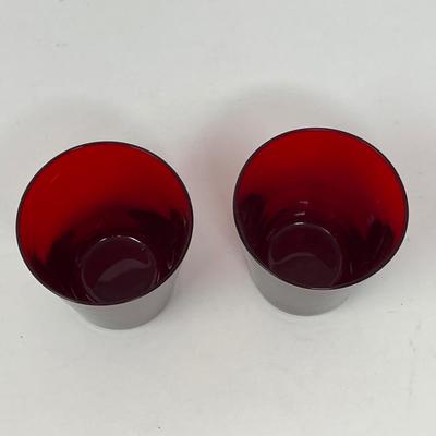 Ruby Red Juice Glass, Tulip Dish & Sugar/Creamer