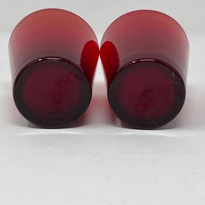 Ruby Red Juice Glass, Tulip Dish & Sugar/Creamer
