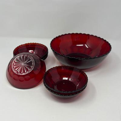 Ruby Red Bowl & Individual Serving Bowls