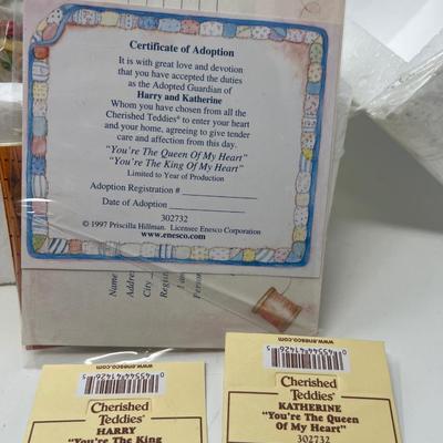 1997 Hillman Enesco King and Queen Of Hearts Teddies in Box
