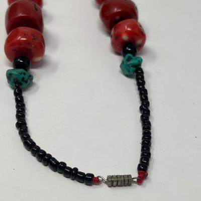 22” Coral Turquoise Necklace