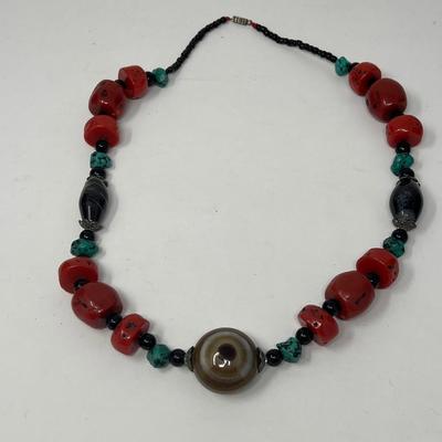 22” Coral Turquoise Necklace