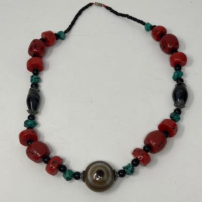 22” Coral Turquoise Necklace