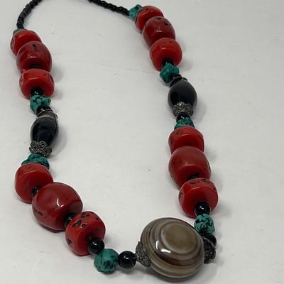 22” Coral Turquoise Necklace