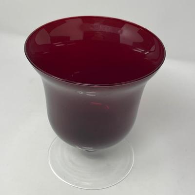 Vintage Ruby Red Pedestal Vases