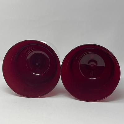Vintage Ruby Red Pedestal Vases